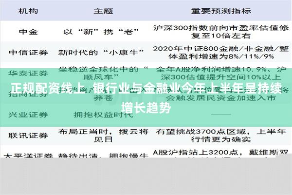 正规配资线上  银行业与金融业今年上半年呈持续增长趋势