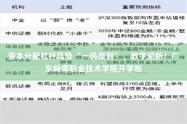 资本分配杠杆风险 “一码报到” 、数字迎新！广东岭南职业技术学院开学啦