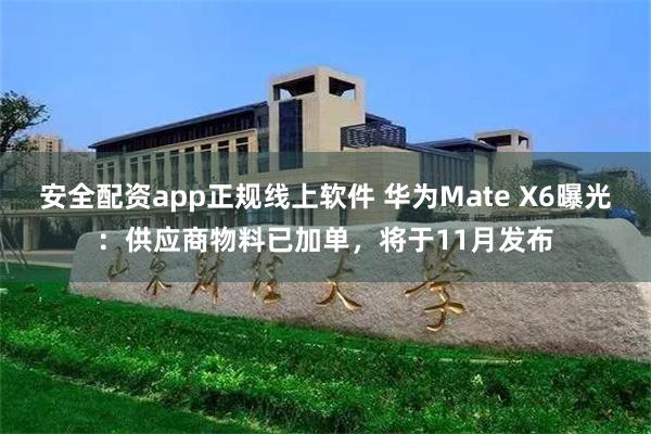 安全配资app正规线上软件 华为Mate X6曝光：供应商物料已加单，将于11月发布