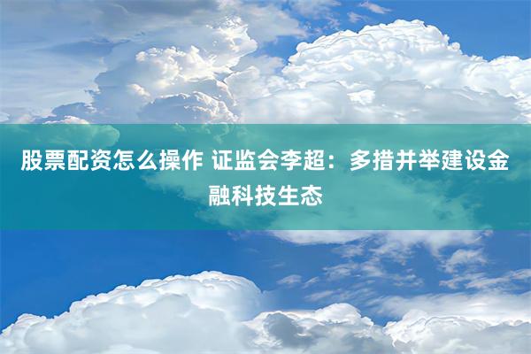 股票配资怎么操作 证监会李超：多措并举建设金融科技生态