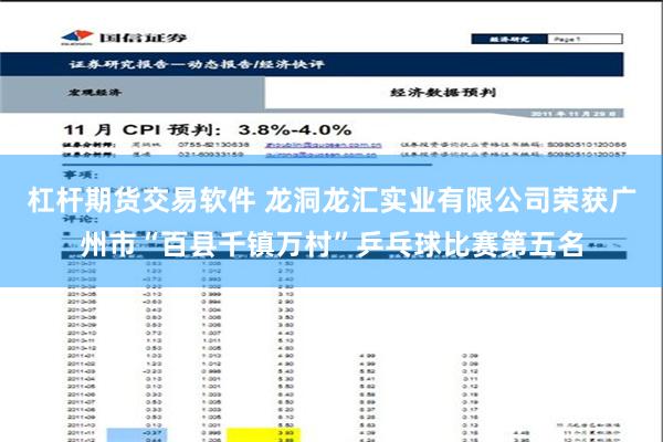 杠杆期货交易软件 龙洞龙汇实业有限公司荣获广州市“百县千镇万村”乒乓球比赛第五名