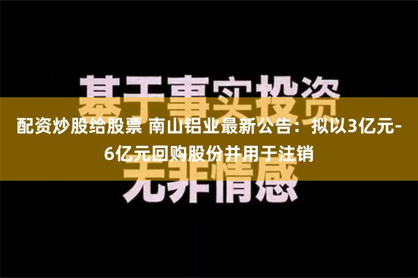 配资炒股给股票 南山铝业最新公告：拟以3亿元-6亿元回购股份并用于注销