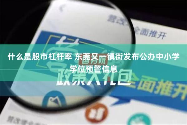 什么是股市杠杆率 东莞又一镇街发布公办中小学学位预警信息