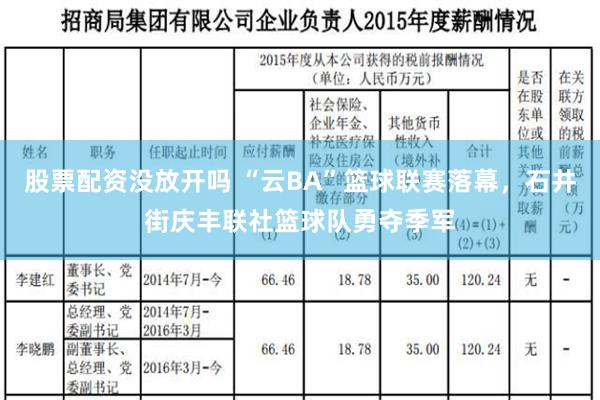 股票配资没放开吗 “云BA”篮球联赛落幕，石井街庆丰联社篮球队勇夺季军